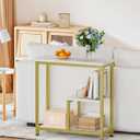 CHOEZON Modern Console Sofa Table 3-Tier Hallway Table Open Storage, Marble Veined Table Top, Metal Frame, for Entryway, Foyer, Marble White and Gold TXG03DJ, 31.5"L x 11.8"W x 30.5"H
