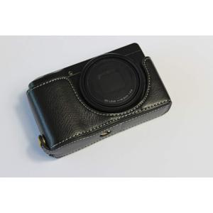 Leather Half Camera Case Bag Cover,  Bottom Opening Version, Black