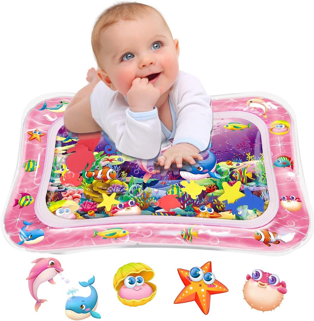 Infinno Tummy Time Water Mat for Babies, Baby Toys for 3 6 9 Months Girls and Boys Sensory Development, Great Gift Idea for Newborns (Pink)