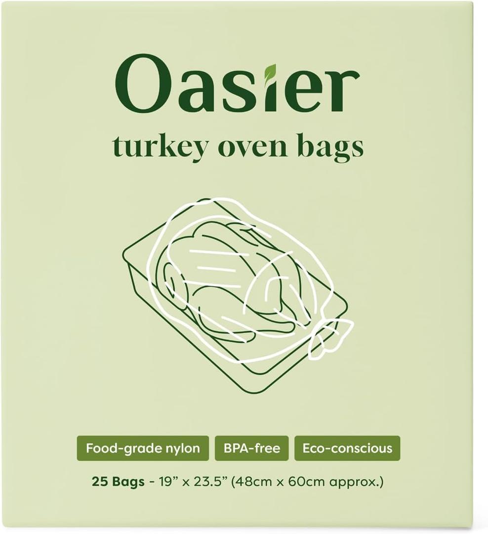 Multipurpose Turkey Oven Bags, Large Turkey Size 19" x 23.5" | Holds Up to 24 Pounds, 25 Count, Oven Cooking Bags for Roasting, Baking, Preserving, Harvest Storage, Odor Proof