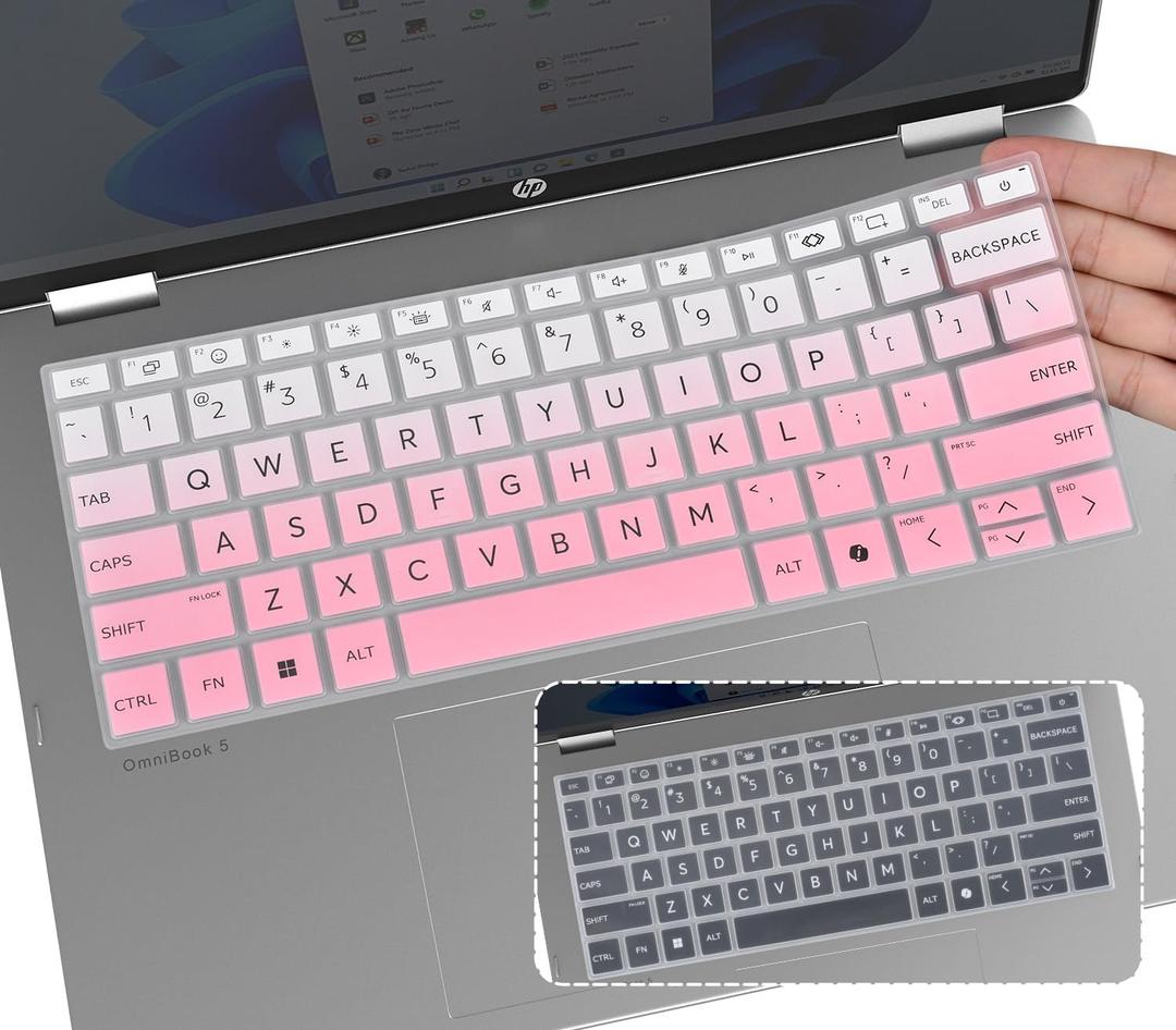 2PCS Keyboard Cover Skin for HP OmniBook 5 Laptop Next Gen AI 16" 16-fb Series 16-fb0000nr 16-fb0037nr 16-fb0027nr 16-fb0017nr 16-fb0135dx(NOT FIT OmniBook 5 16" 16-af/ ag/ ba/ bc Series)