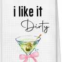 Dirty Martini Gifts Kitchen Towels, Coquette Pink Bows Gifts for Cocktail Lovers Hand Dish Towels Decor, Bartender Gift Home Bar Tea Towel for Bar Cart Kitchen Decorative, 16x24 Inch