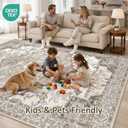 8x10 Area Rugs for Living Room: Non Slip Neutral Washable Brown Rug, Soft Stain Resistant Indoor Floor Carpets for Bedroom Dining Decor Farmhouse Home Office Kid & Pet Friendly