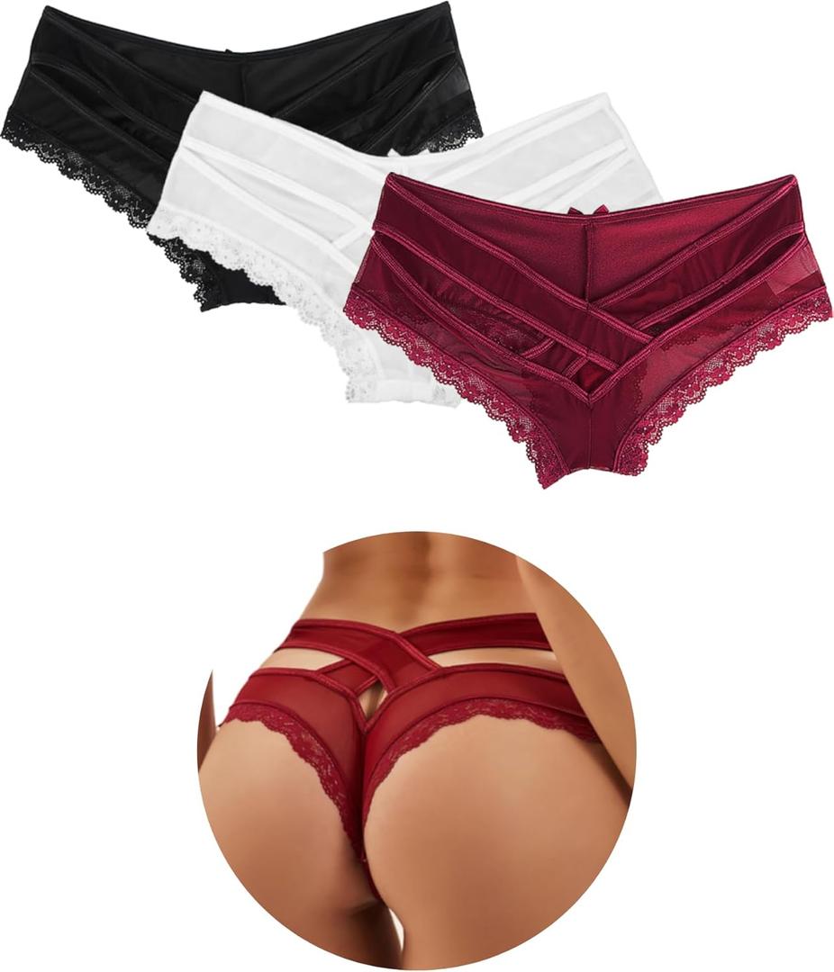 ohyeahlady Women Sexy Criss Cross Underwear Bikini Cheeky Panty Brief Brazilian Panties (L)