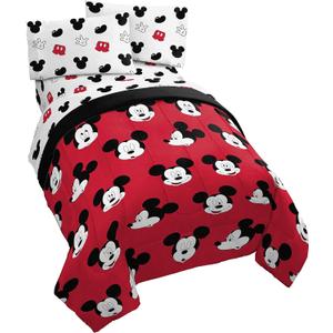 Jay Franco Disney Mickey Mouse Cute Faces 5 Piece Full Bed Set - Includes Comforter & Sheet Set - Super Soft Fade Resistant Polyester - (Official Disney Product)
