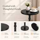 Round Side Table, Solid Wood Pedestal Drink Table for Small Spaces, Modern Accent End Table with Non-Slip Base for Living Room, Bedroom, Sofa Couch, Black