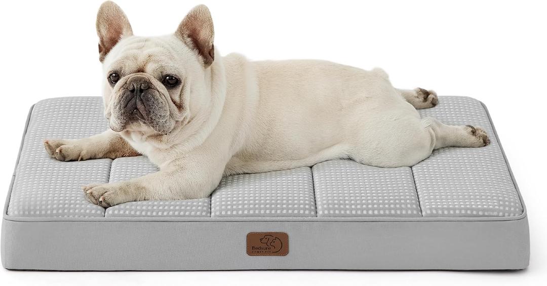 Bedsure Cooling Dog Bed for Small Dogs - Orthopedic Waterproof Puppy Beds with Removable Washable Cover, Egg Crate Foam Pet Mat, Suitable for Pet Up to 20 lbs (24"L x 16"W x 3"Th)