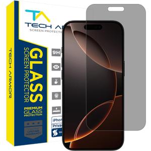 Tech Armor for Apple iPhone 16 Pro Screen Protector Privacy Glass 6.3 inch - Ballistic Tempered, Anti-Spy, Case Friendly, Easy Installation, Bubble Free, Touch Support, 1 Pack