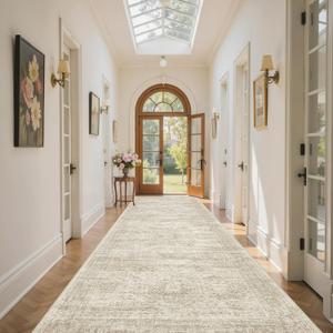 Soalmost Washable 4x12 Hallway Runner Rug Non-Slip Kitchen Entry Rugs Beige