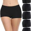 Begrily Boy Shorts Underwear for Women, Ladies Nylon Stretch Comfort Flex Fit Seamless Boyshort Panties Boxer Briefs Pack of 2,  Size Medium, Black 