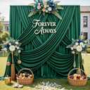 50ft x 12ft Wrinkle Free Hunter Green Backdrop Curtains for Parties, Silky Photo Backdrop Drapes 12FT Long Back Drop Cloth for Wedding Birthday Photography Background Decor, 5FT×12FT_10 Panels