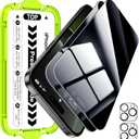 Esanik [2+2 Pack for iPhone 16 Pro Privacy Screen Protector  Anti-Spy Tempered Glass & Camera Lens Cover, Military-Grade 9H Hardness, Anti-Scratch, Flawless Fit Tray