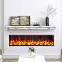 Fireplace Mantel Mirrored, 48" Glass Floating Mantel Shelf for Over Fireplace & Under TV, Gorgeous Crystal Crushed Diamond Floating Wall Shelves for Living Room, Bedroom, Kitchen, Silver