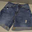luvamia Women's Casual Ripped Denim Shorts High Rise Distressed Rolled Hem Jeans Shorts (Blue, M)