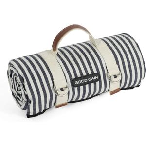 G GOOD GAIN Waterproof Picnic Blanket Portable with Carry Strap for Beach Mat or Family Outdoor Camping Party (Navy Blue)