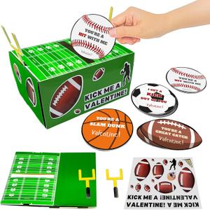 4E's Novelty DIY Football Valentine Mailbox Kit Craft Kit with 36 Valentines Sports Cards for Kids - Valentines Box for Boys Girls Classroom Exchange School Party