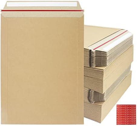 zmybcpack 100 Pack 9X12 inch Self Seal Photo Document Mailers Stay Flat Kraft Cardboard Envelopes Photography Rigid Mailers for CD, Photos, Document (Kraft Brown)