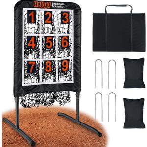 Pitching Net, 9 Hole Baseball & Softball Pitching Net with Strike Zone, Adjustable Pitching Target with 9 Pocket Design, Portable Pitching Practice Equipment