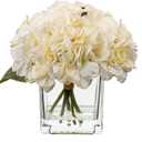 Cream Fake Flowers with Vase Hydrangea Artificial Flowers in Vase Peony Faux Flowers in Vase Rose Silk Flowers Peonies Floral Arrangements Artificial with Vase for Home Office Table Shelf Decor (Cream #19)