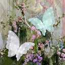 Yinkin 2 Pcs 20 Inch Large LED Butterfly Decorations Mariposas Grandes para Decoracion Giant Light up 3D Hanging Butterflies for Wedding Birthday Baby Shower Decor (Green,White)