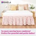 RIMELA Pastel Rose Bed Skirt Queen Size 15 Inch Drop, Elastic Bed Skirting for Bed Frame, Bedding Dust Ruffle Easy to Install, Lightweight Wrap Around Adjustable Bedskirt,Bedroom Decor