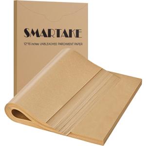SMARTAKE 400 Pcs Parchment Paper Baking Sheets, 12x16 Inches Non-Stick Precut Baking Parchment, for Baking Grilling Air Fryer Steaming Bread Cup Cake Cookie and More (Unbleached)