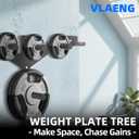 Wall Mounted Weight Plate Rack, 6 Pegs & 4 Barbell Storage Rack, 1190 LBS Capacity Weight Plate Holder, Wall Mounted Bumper Plate Storage for Home Garage Gym, Fit 2" Olympic, Rubber Protection Pads
