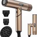 Professional Ionic Foldable Hair Dryer, Brushless Motor 110,000RPM Powerful 1600W Fast Drying Low Noise Blow Dryer with 2 Concentrator Nozzle 1 Diffuser Attachments for Home Salon Travel