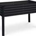 Galvanized Raised Garden Beds Outdoor with Legs // 482431in Elevated Planter Box for Vegetables, Flowers (Black) // Large Metal Garden Bed for Backyard Patio Gardening