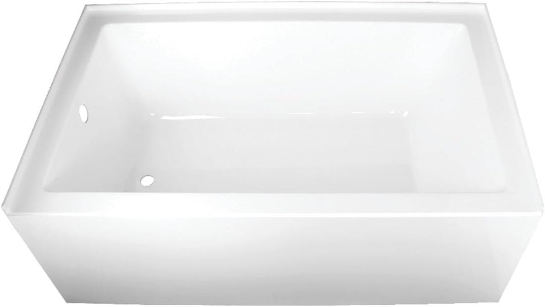 Kingston Brass Aqua Eden VTAP603622L 60-Inch Acrylic Alcove Tub with Left Hand Drain, White