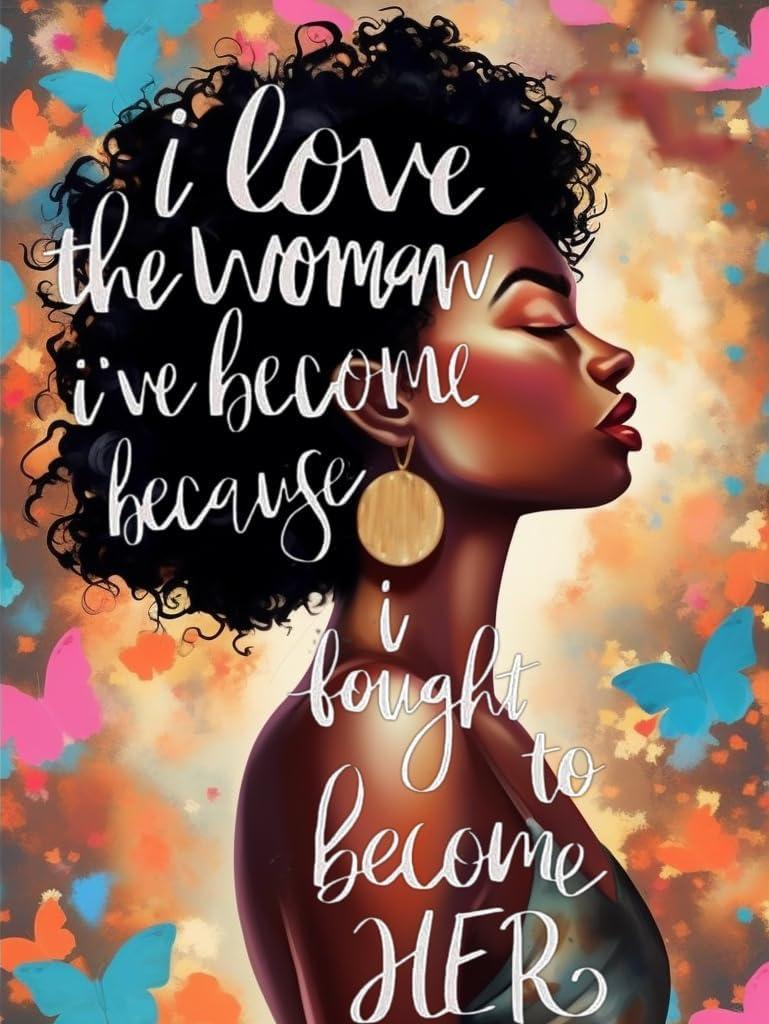 Diamond Art Painting Kit for Adults African American Inspirational Abstract Modern Black Girl Black Women by Number Kits Gem Art Wall Home Decor(Canvas 11.8 x15.8inch)