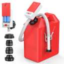 Automatic Fuel Transfer Pump with Auto Stop Sensor Overfill Protection, Fast and Safe Portable Gas Can Pump with 3 Can Adapters & 51'' Extra Long Hose for Oil, Diesel, Gasoline (Red)