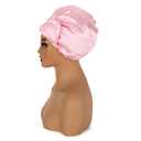 4 x Pink Satin Bonnet Silk Hair Bonnet for sleeping Adjustable Silk Bonnet Double Layer Satin Lined Hair Bonnet with Soft Elastic Band for Women Hats