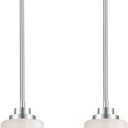 Cerdeco Modern Glass Pendant Light 2 Pack with Linen Frosted Glass Shade,Height Adjustable Hanging Pendant Lighting,Kitchen Island Lighting,Brushed Nickel Finish,UL Listed