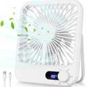 Travel Fan for Sleeping, 6.8" Small Portable Fan Rechargeable Battery Powered, 100 Speeds Personal Mini Desk Fan for Office Bedroom, Cruise Ship Beach Vocation Travel Essentials, White