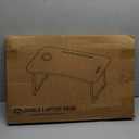 Laptop Bed Desk, Foldable Lap Desk, Portable Lap Table, Laptop Stand with Cup Holder & Tablet Slot & Lifting Handle for Working Writing Drawing & Eating - Black