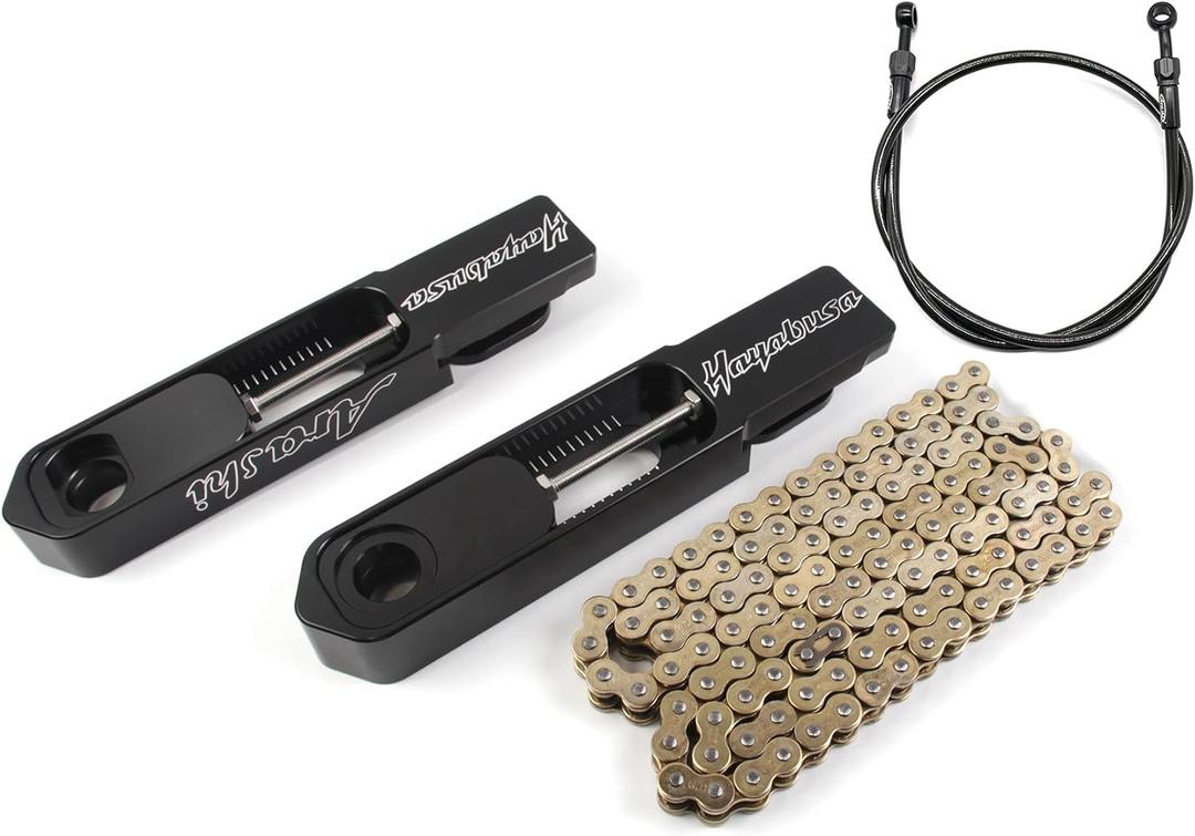 Black 2.8"-7.5" Swingarm Extensions Brake line Chain Kit Compatible with Suzuki Hayabusa GSXR 1300 Gen 2 3 2008-2019 2020-2024, CNC Aluminum
