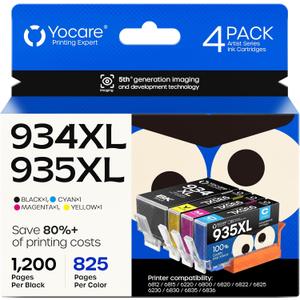 934XL 935XL Compatible Ink Cartridge Replacement for HP 934 935 | Fit OfficeJet 6812 6815 6220 6800 6820 6822 6825 OfficeJet Pro 6230 6830 6835 6836(Black, Cyan, Magenta, Yellow)
