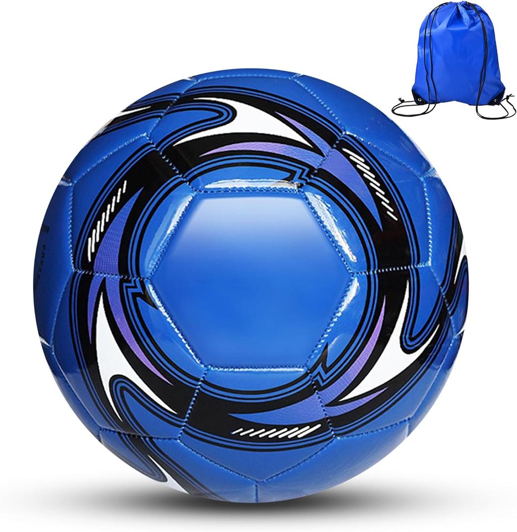 Soccer Ball Size 3,4,5 Soft PU with Football Bag Needle for Practice Training (Pearl Blue)