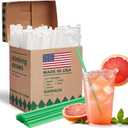 Glotoch Express 500 PCS Individually Wrapped Green Plastic Straws, 7.75'' Long, 0.24'' Diameter Disposable Drinking Straws for Every Occasion, Party, Made in USA