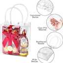 Ohuimrt 50 PCS Clear Plastic Gift Bags with Handles, 5.9 x 4.92 x 2.75 Inches Reusable Party Favor Bags with Ribbon Transparent Gift Wrap Bags Bulk for Weddings Birthdays
