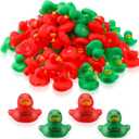 Deekin 100 Pcs Christmas Rubber Duck Bulk 1.57 Inch Small Float Rubber Ducks Mini Xmas for Shower Holiday Party Adult