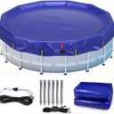 QH.HOME 21 ft Round Winter Pool Cover Extra Thick Above Ground Pool Cover with Fast Tightening Patented Ratchet, Tear and UV Resistant Swimming Pool Cover