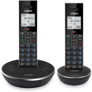 VTech LS6381-2 Bluetooth Speaker with Echo Cancellation, Noise Reduction, Music Streaming, PC/Landline/Cellular Calls, Paired with DECT6.0 Cordless Handset, Answering System, Smart Call Blocker,Black