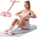 2 x Upgraded 8-Tube Multifunction Foot Pedal Resistance Band, Enhanced Tension Sit Up Pull Rope, Abdominal Trainer for Home Gym, Full Body Workout for Core Leg Arm Waist Strength Training, use Barefoot
