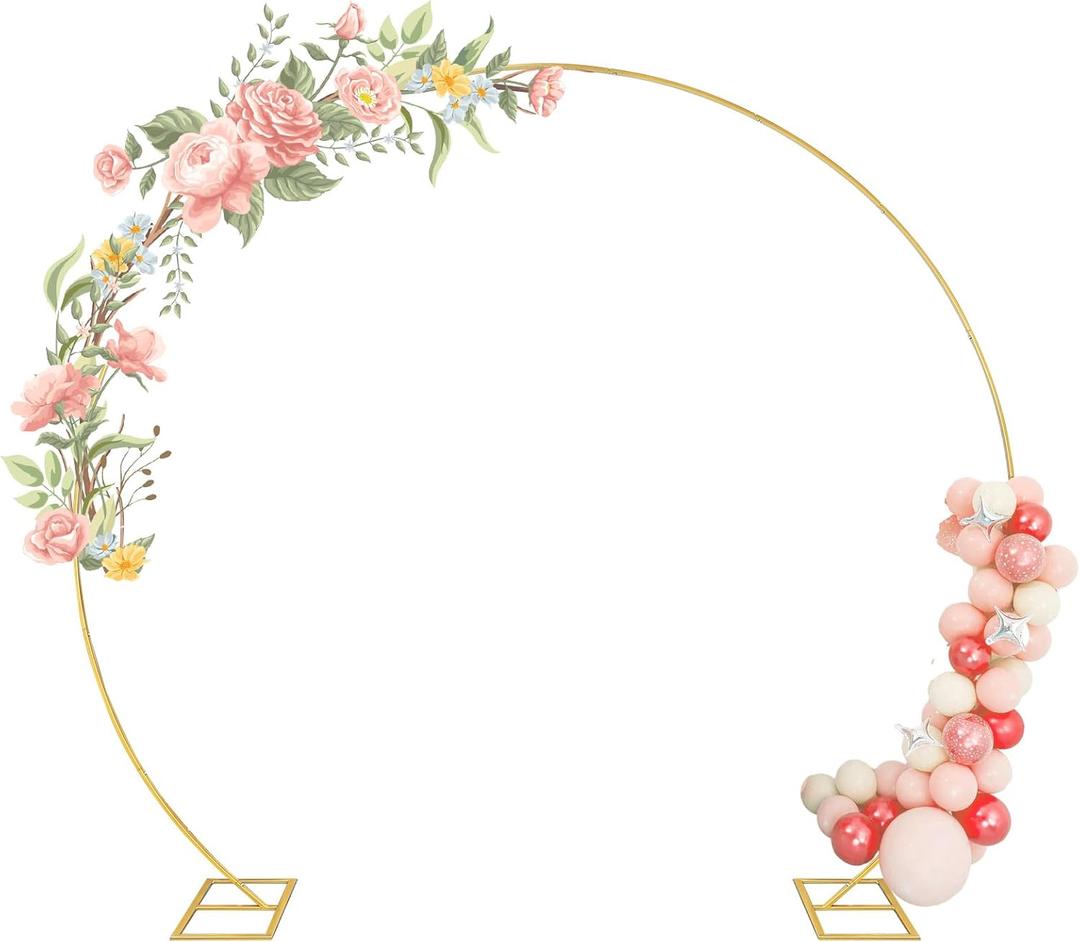 chamvis Round Backdrop Stand, Arch Backdrop Stand Metal Balloon Arch Stand Wedding Arch Photo Background: for Wedding Baby Shower Birthday Party Supplies Decorations