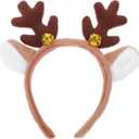 Reindeer Antlers Headband: Deer Hair Hoop Party for Halloween Christmas Birthday and Dance Parties