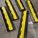 Rubber Cable Ramp Cord Cover Cable Protector Ramps Wire Hose Protective 2 Channel 22000Lbs Load Capacity Traffic Speed Bump for Asphalt Concrete Gravel Driveway Indoor Outdoor, 5 Pack