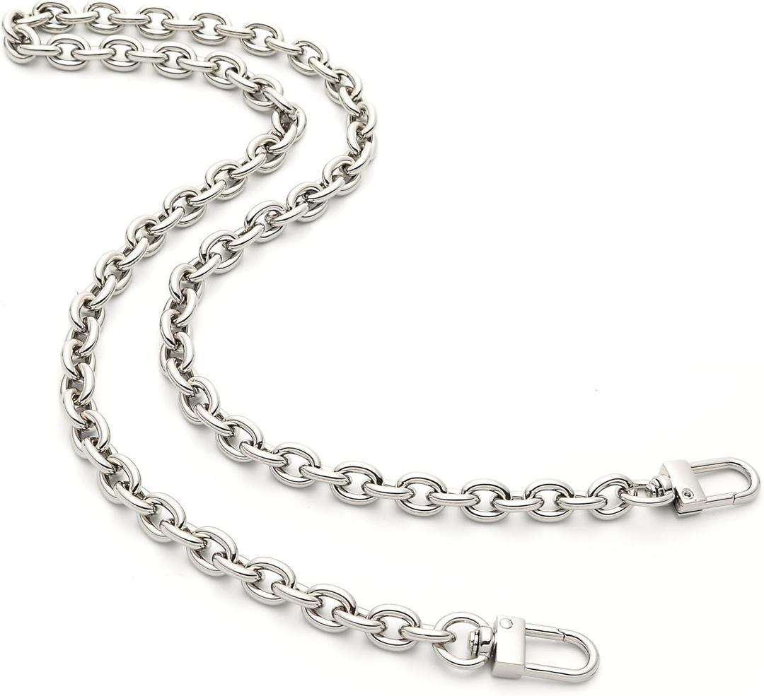Purse Chain Strap Replacement [9mm Round] Shoulder Crossbody Chain for Womens Handbag Silver (40" / 100cm)