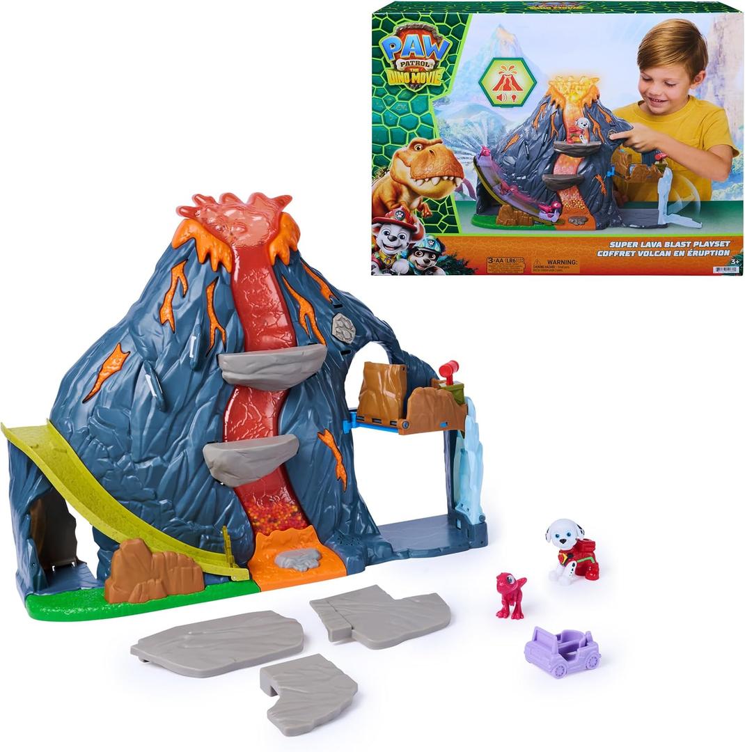 PAW Patrol The Dino Movie Super Lava Blast Volcano Playset with 2 Figures, One Size